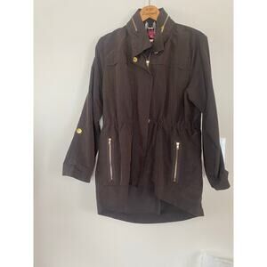 Ciao Milano Size Large Womens Nylon Jacket Waterproof Roll Tab Sleeves Brown